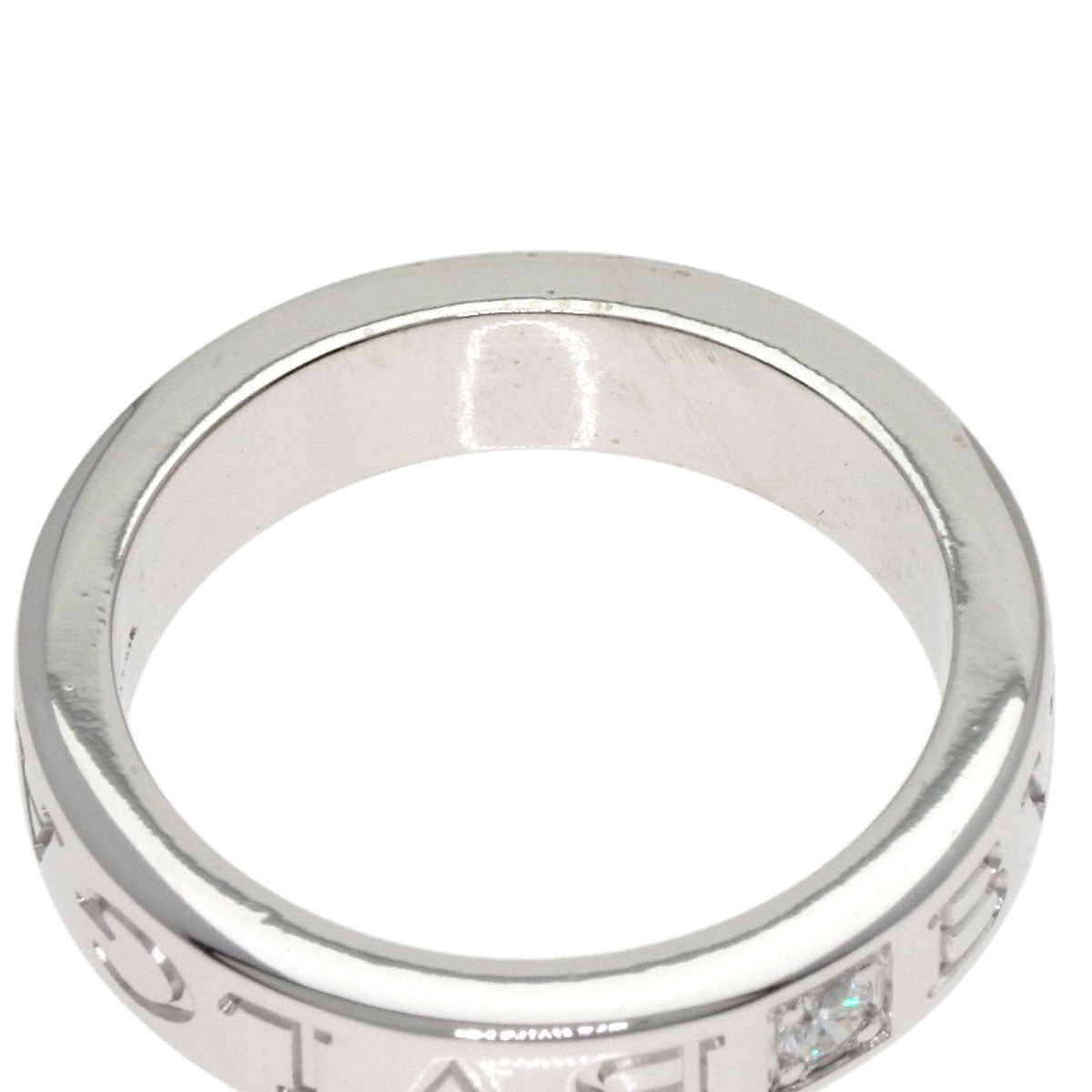 BVLGARI Double Logo 1P Diamond Ring K18 White Gold Ladies [Used]