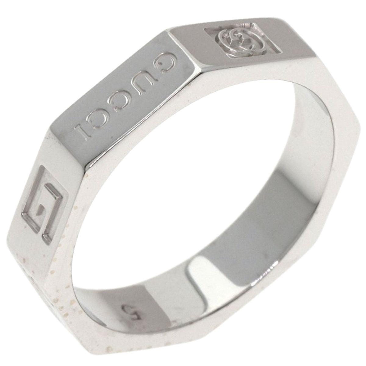 GUCCI Octagonal #5 Ring K18 White Gold Ladies [Used]