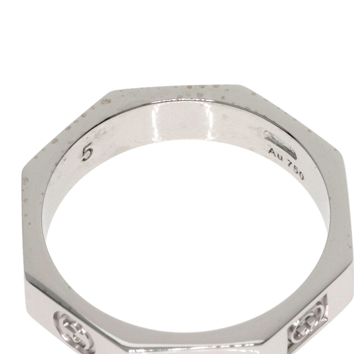 GUCCI Octagonal #5 Ring K18 White Gold Ladies [Used]