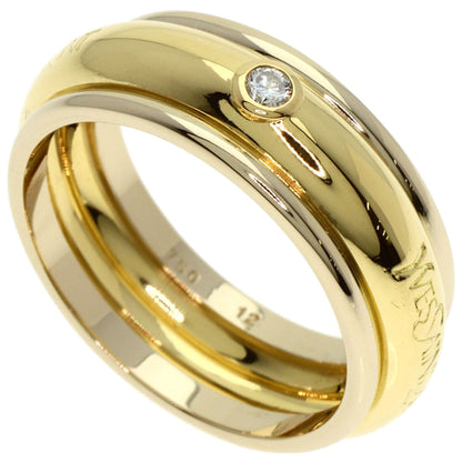 YVES SAINT LAURENT Logo 1P Diamond #12 Ring K18 Yellow Gold Ladies [Used]