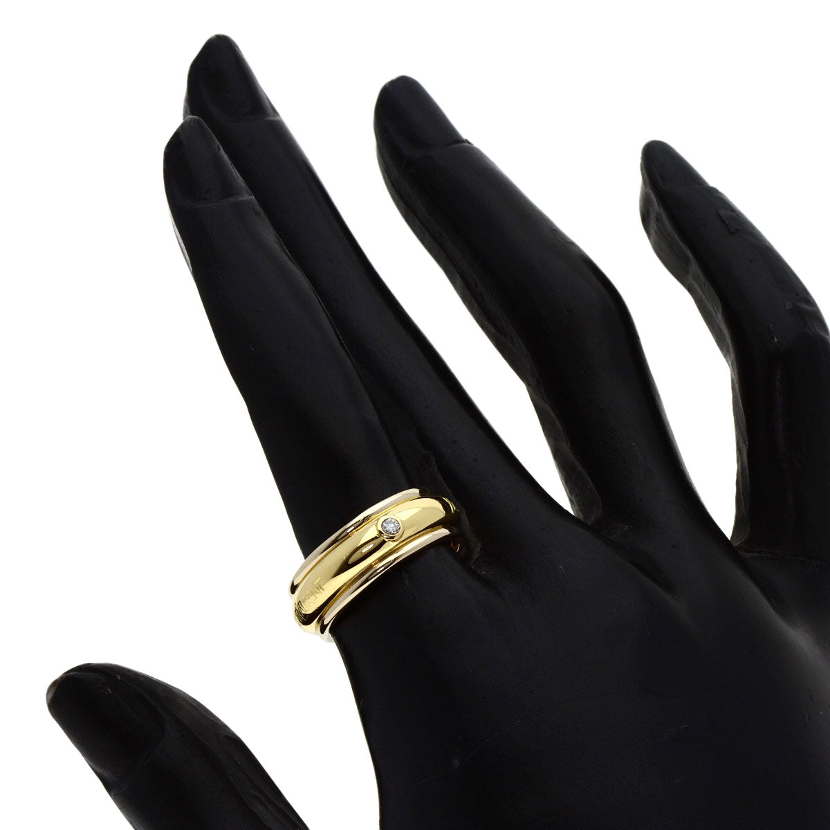 YVES SAINT LAURENT Logo 1P Diamond #12 Ring K18 Yellow Gold Ladies [Used]