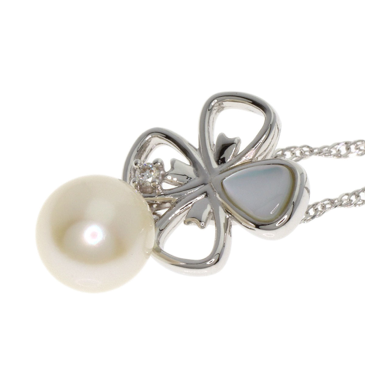 TASAKI Pearl Pearl Diamond Shell Necklace K18 White Gold Ladies [Used]