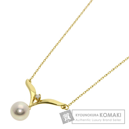 MIKIMOTO Pearl Pearl Diamond Necklace K18 Yellow Gold Ladies [Used]
