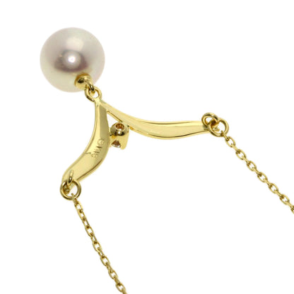 MIKIMOTO Pearl Pearl Diamond Necklace K18 Yellow Gold Ladies [Used]