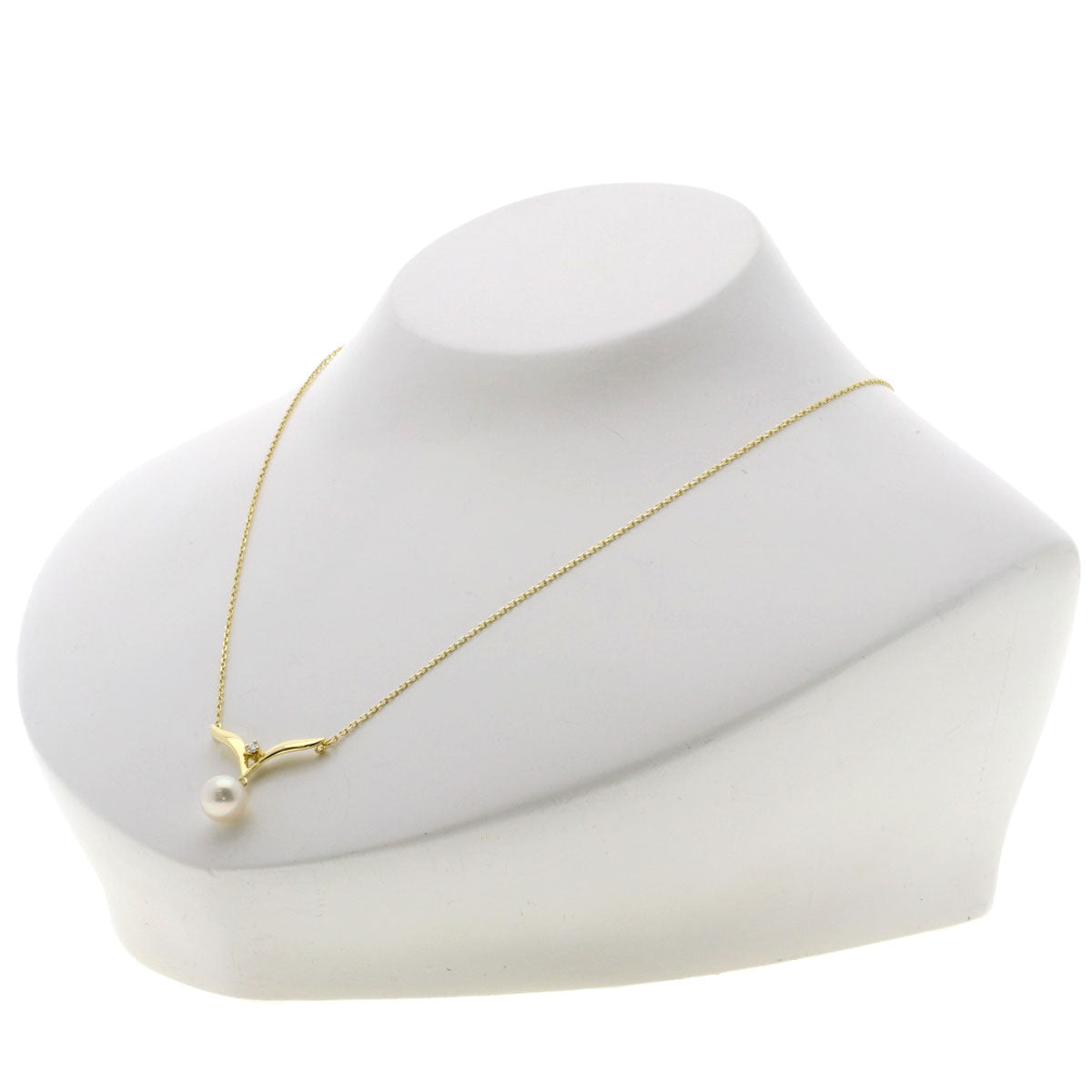 MIKIMOTO Pearl Pearl Diamond Necklace K18 Yellow Gold Ladies [Used]