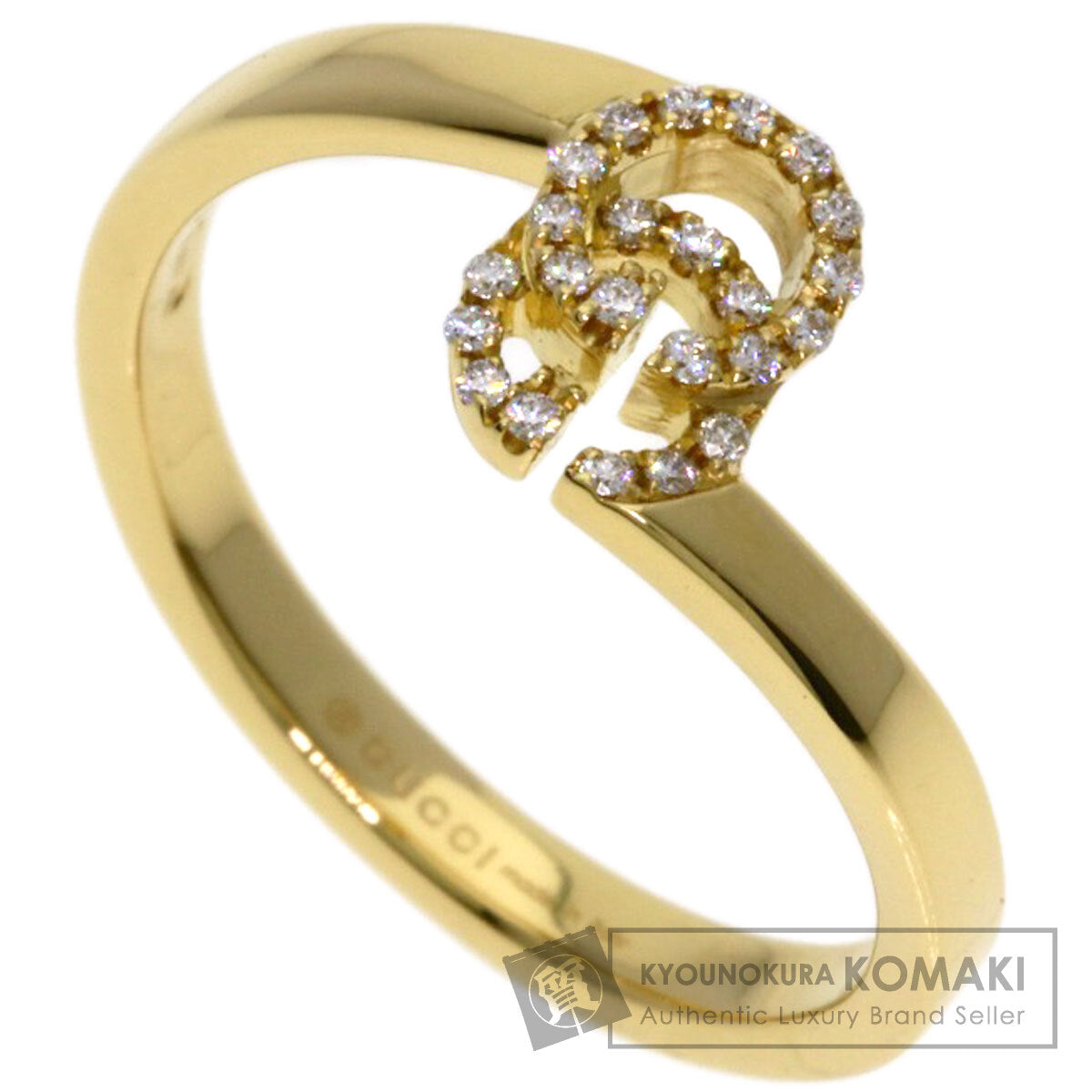 GUCCI GG Running Diamond #7 Ring K18 Yellow Gold Ladies [Used]