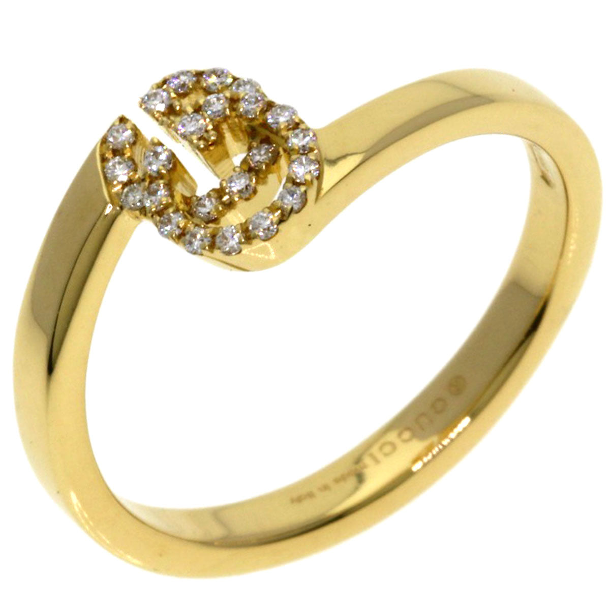 GUCCI GG Running Diamond #7 Ring K18 Yellow Gold Ladies [Used]