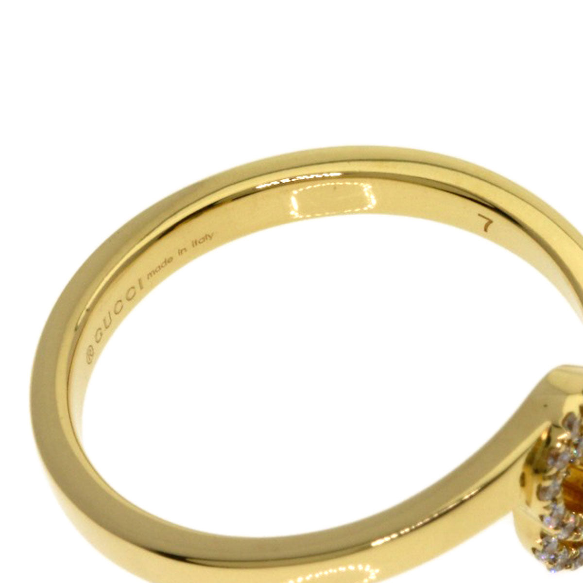 GUCCI GG Running Diamond #7 Ring K18 Yellow Gold Ladies [Used]