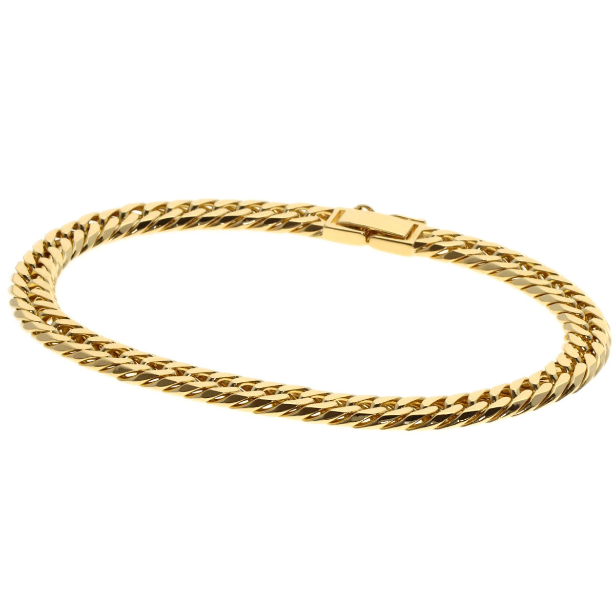 Curb chain Kihei 6-sided W Bracelet K18 Yellow Gold 20.1g　mens
