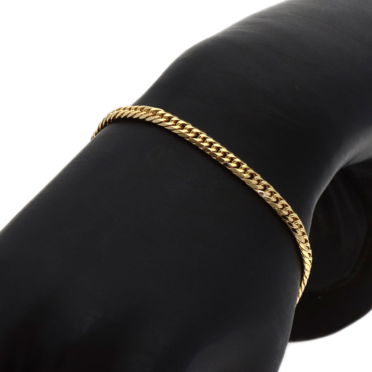 Curb chain Kihei 6-sided W Bracelet K18 Yellow Gold 10g　mens