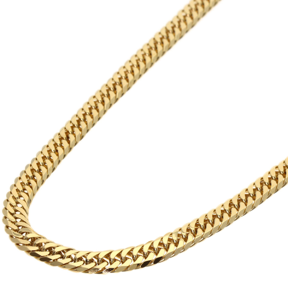 Curb chain Kihei 6-sided W Necklace K18 Yellow Gold 20.2g　Ladies