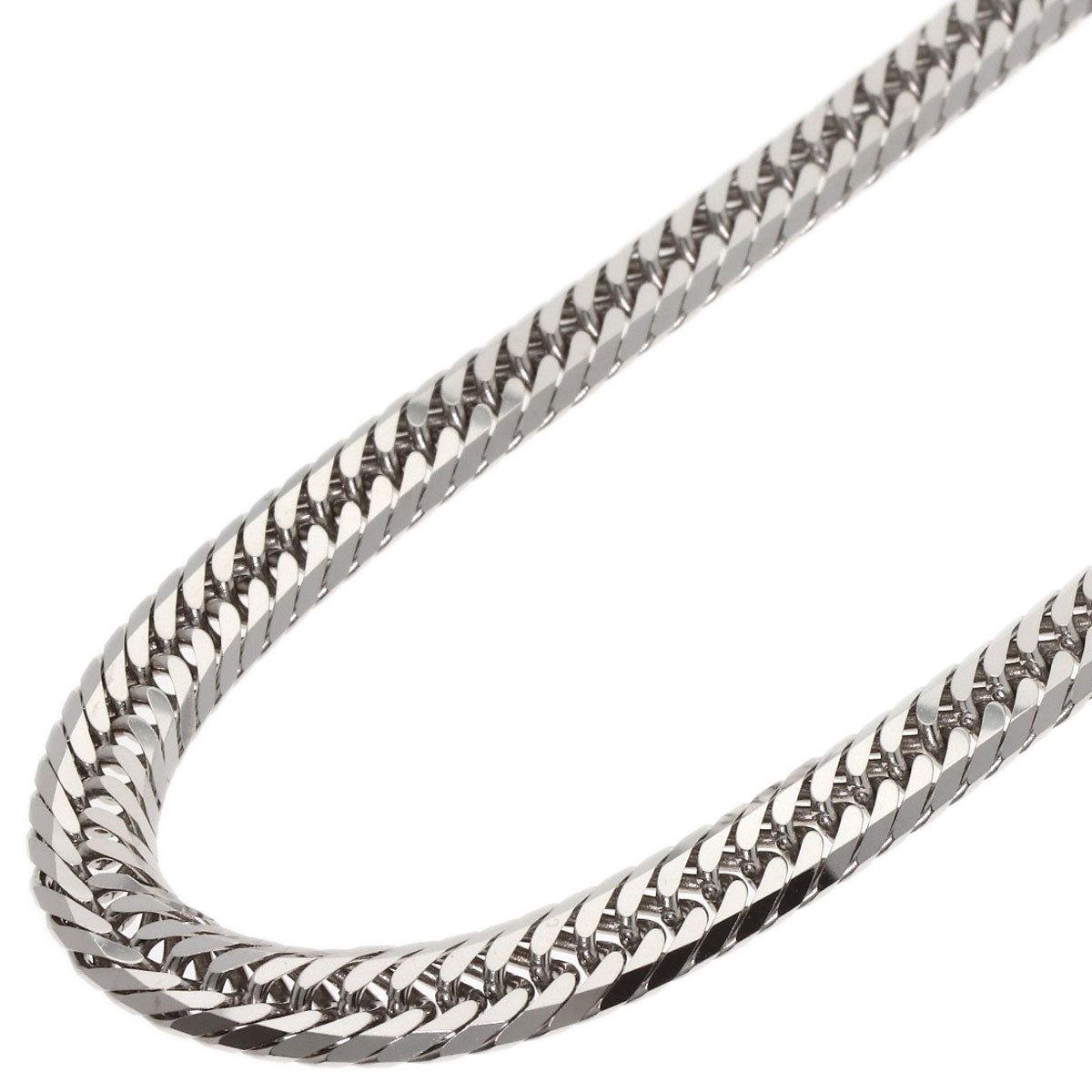 Curb Chain Kihei 8-sided Triple Necklace K18 White Gold 31g　Ladies