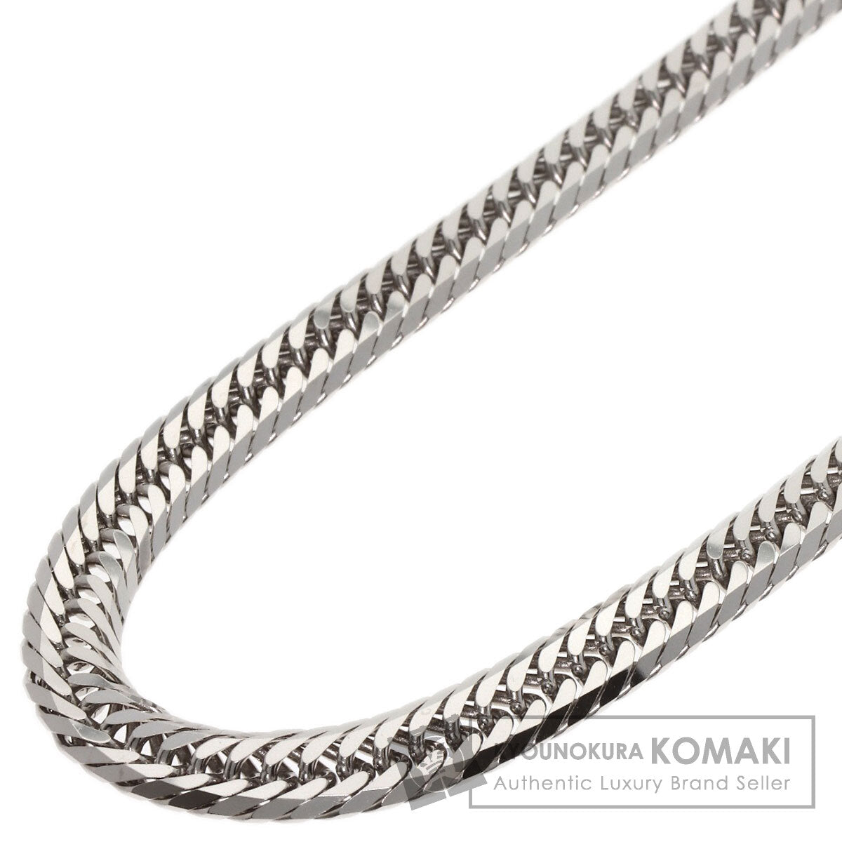 Curb Chain Kihei 8-sided Triple Necklace K18 White Gold 31g　Ladies