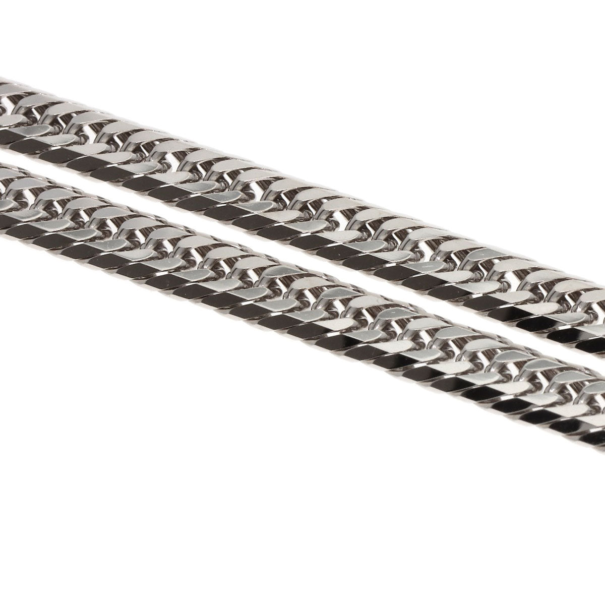 Curb Chain Kihei 8-sided Triple Necklace K18 White Gold 31g　Ladies