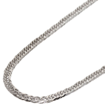 Curb chain Kihei 6-sided W Necklace K18 White Gold 10.4g　Ladies