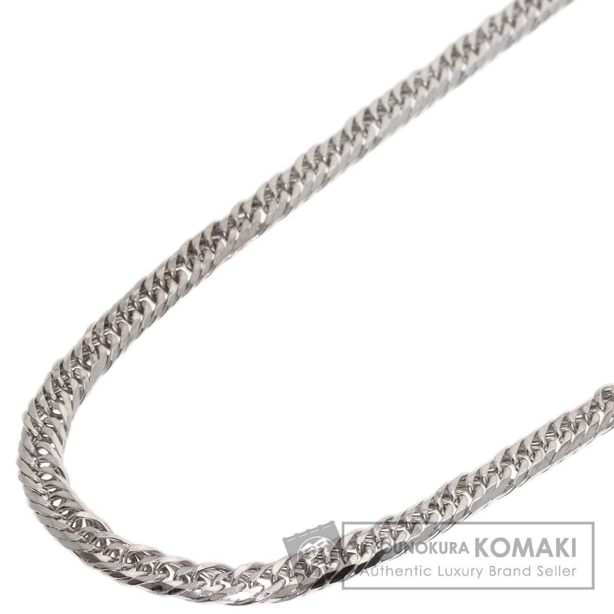 Curb chain Kihei 6-sided W Necklace K18 White Gold 10.4g　Ladies