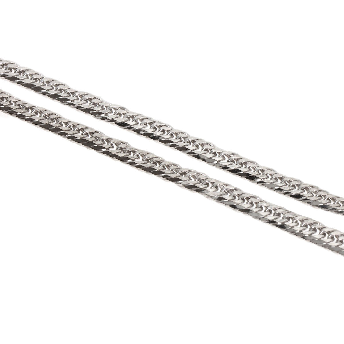 Curb chain Kihei 6-sided W Necklace K18 White Gold 10.4g　Ladies