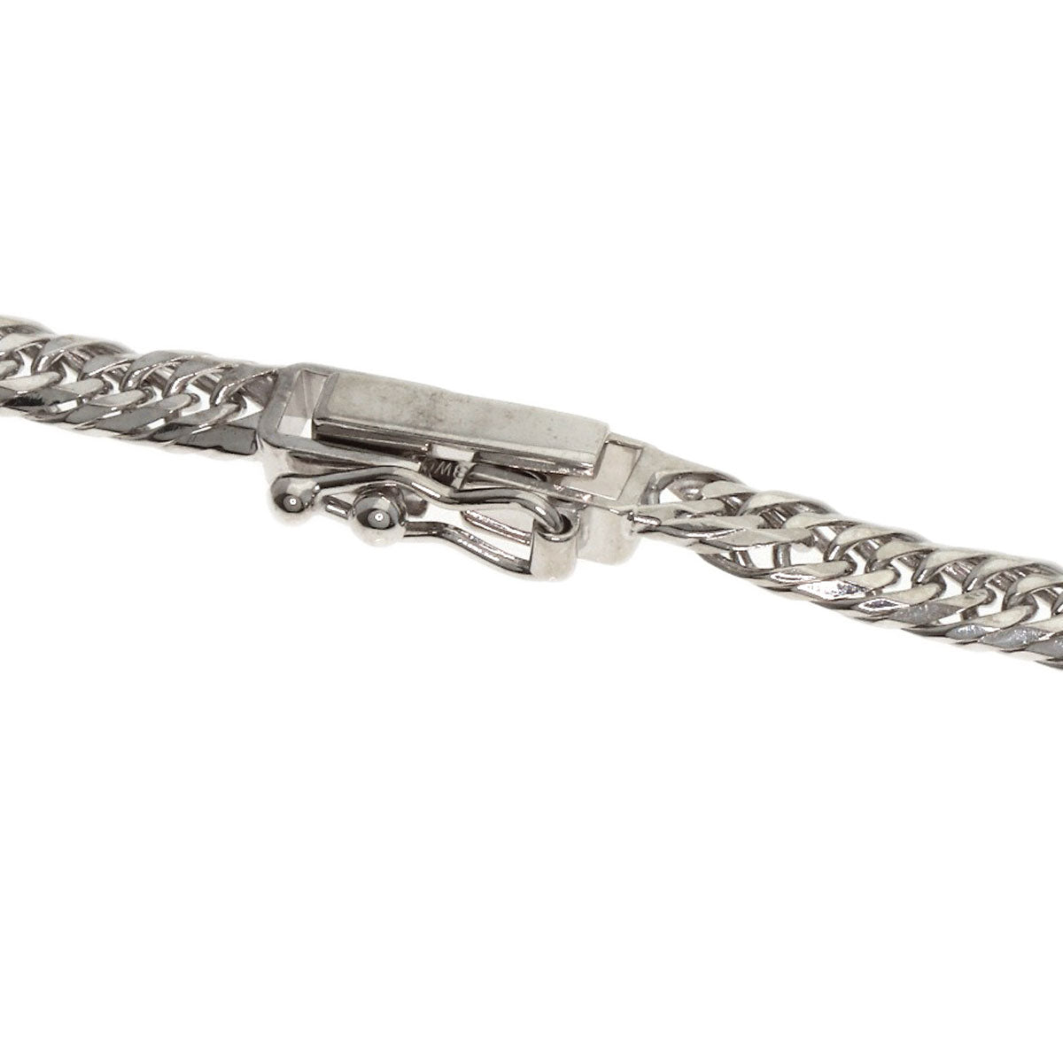 Curb chain Kihei 6-sided W Necklace K18 White Gold 10.4g　Ladies