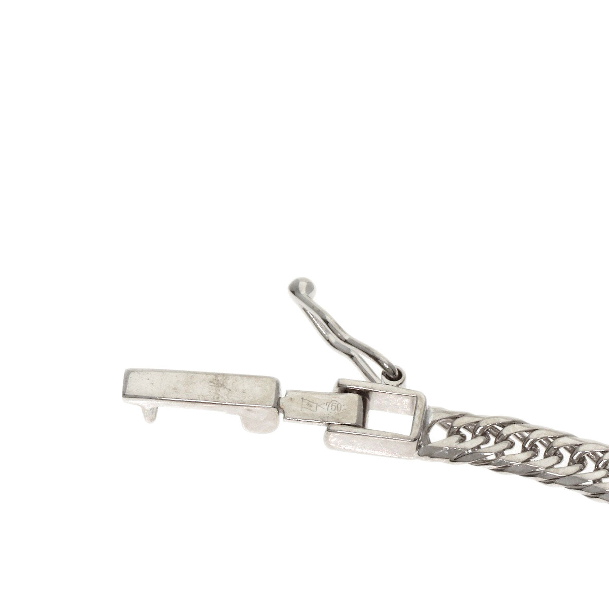 Curb chain Kihei 6-sided W Necklace K18 White Gold 10.4g　Ladies