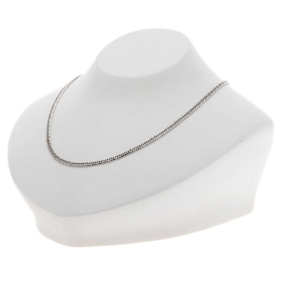 Curb chain Kihei 6-sided W Necklace K18 White Gold 10.4g　Ladies