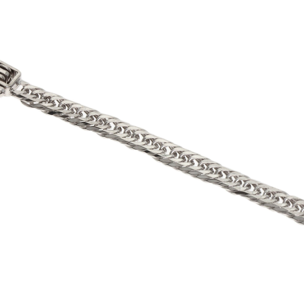 Curb chain Kihei 6-sided W Necklace K18 White Gold 10.4g　Ladies