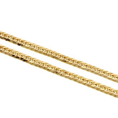 Curb chain Kihei 6-sided W Necklace K18 Yellow Gold 10.7g　mens