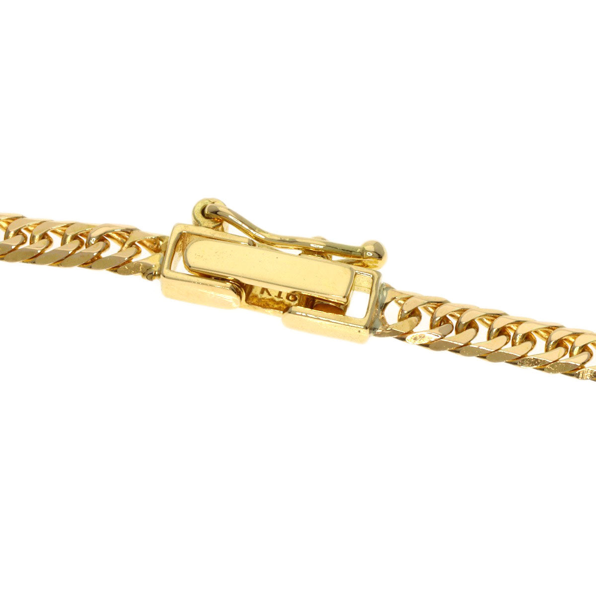 Curb chain Kihei 6-sided W Necklace K18 Yellow Gold 10.7g　mens