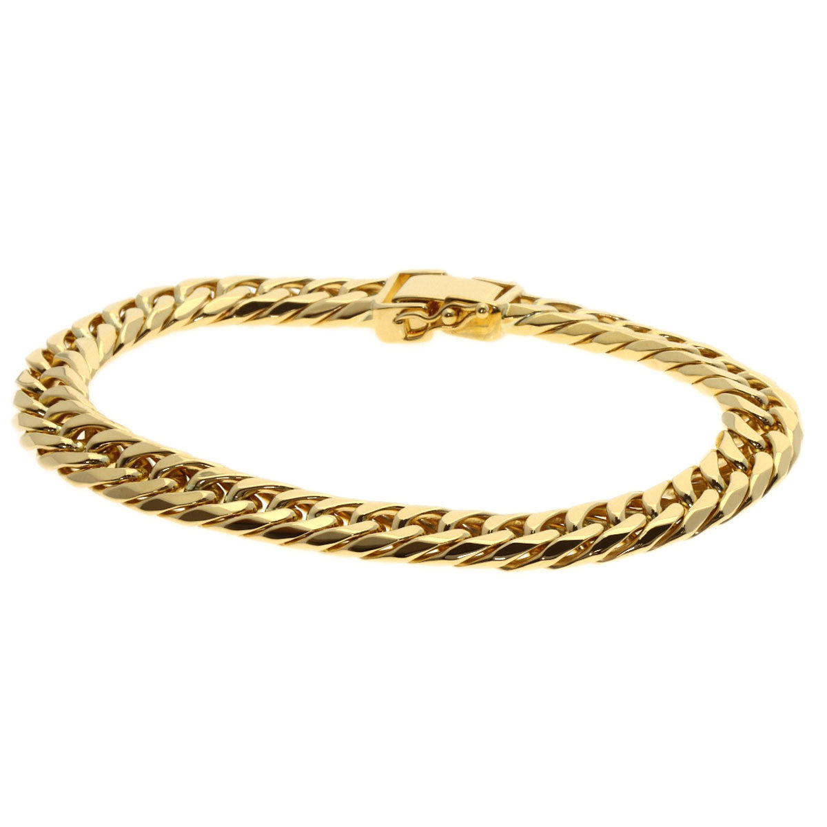 Curb chain Kihei 6-sided W Bracelet K18 Yellow Gold 48g　mens
