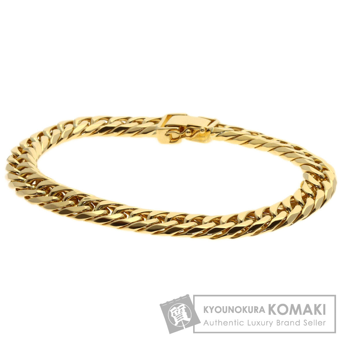 Curb chain Kihei 6-sided W Bracelet K18 Yellow Gold 48g　mens