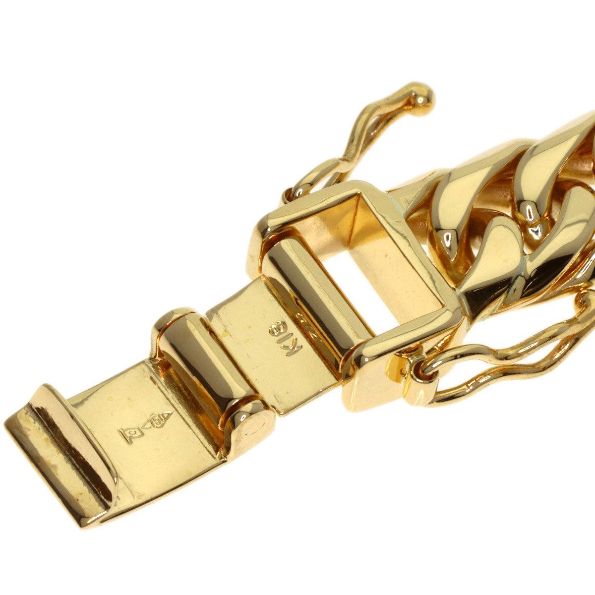 Curb chain Kihei 6-sided W Bracelet K18 Yellow Gold 48g　mens