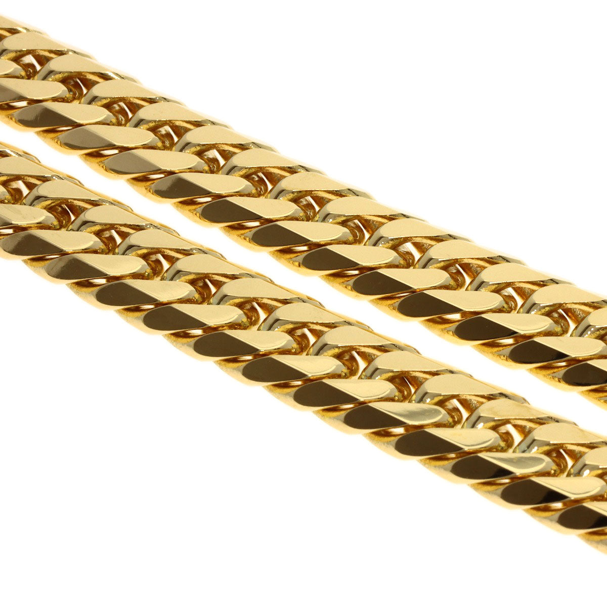 Curb chain Kihei 6-sided W Necklace K18 Yellow Gold 201.5g　mens