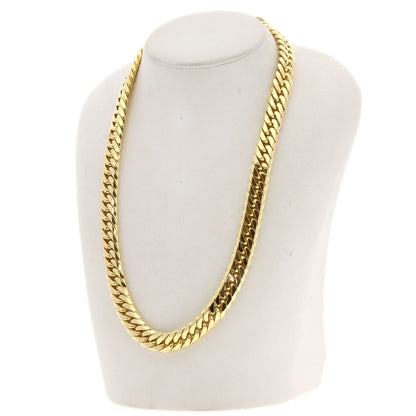 Curb chain Kihei 6-sided W Necklace K18 Yellow Gold 201.5g　mens