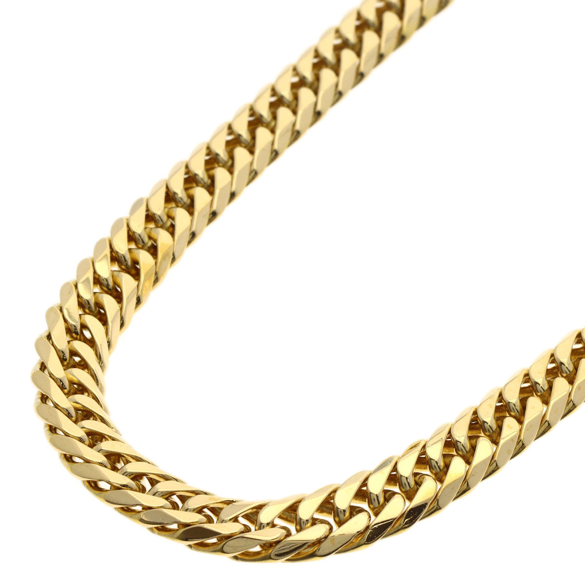 Curb chain Kihei 6-sided W Necklace K18 Yellow Gold 98.4g　mens