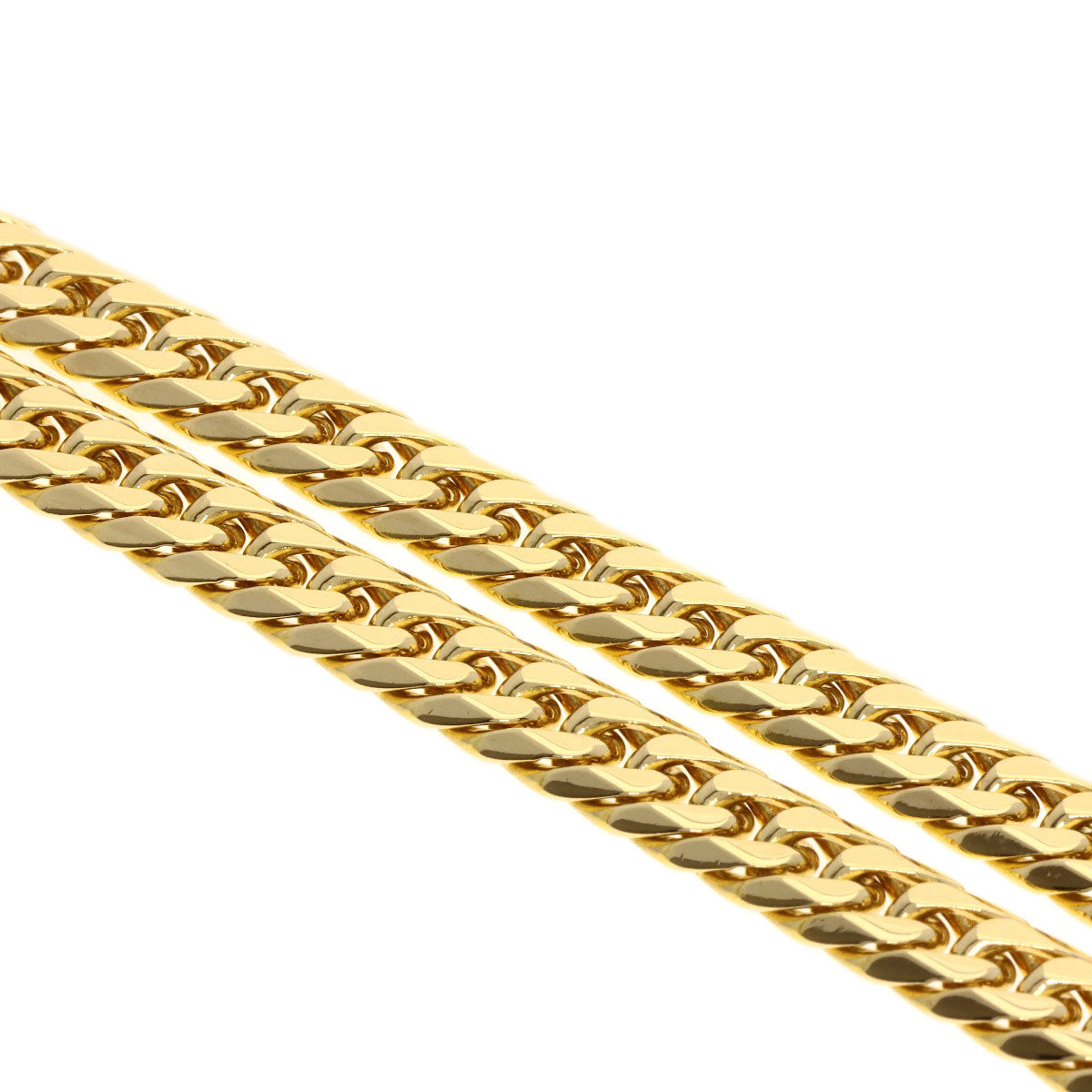 Curb chain Kihei 6-sided W Necklace K18 Yellow Gold 98.4g　mens