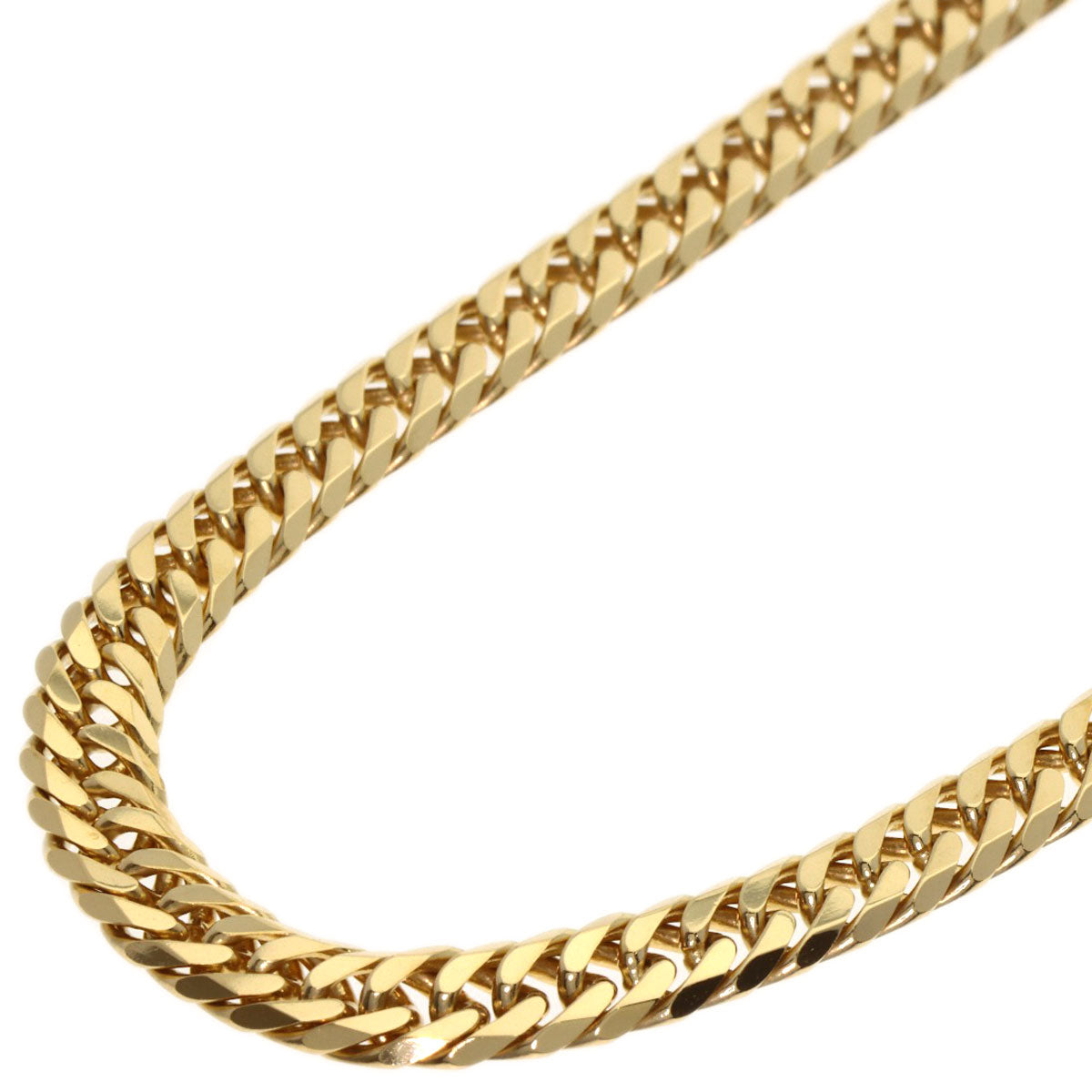 Curb chain Kihei W6 side Necklace K18 Yellow Gold 27.1g　mens