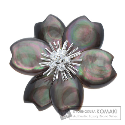 Van Cleef & Arpels Rose de Noel Clip, Medium Model, Grey Mother-of-Pearl with Diamond Brooch K18 White Gold Ladies [Used]