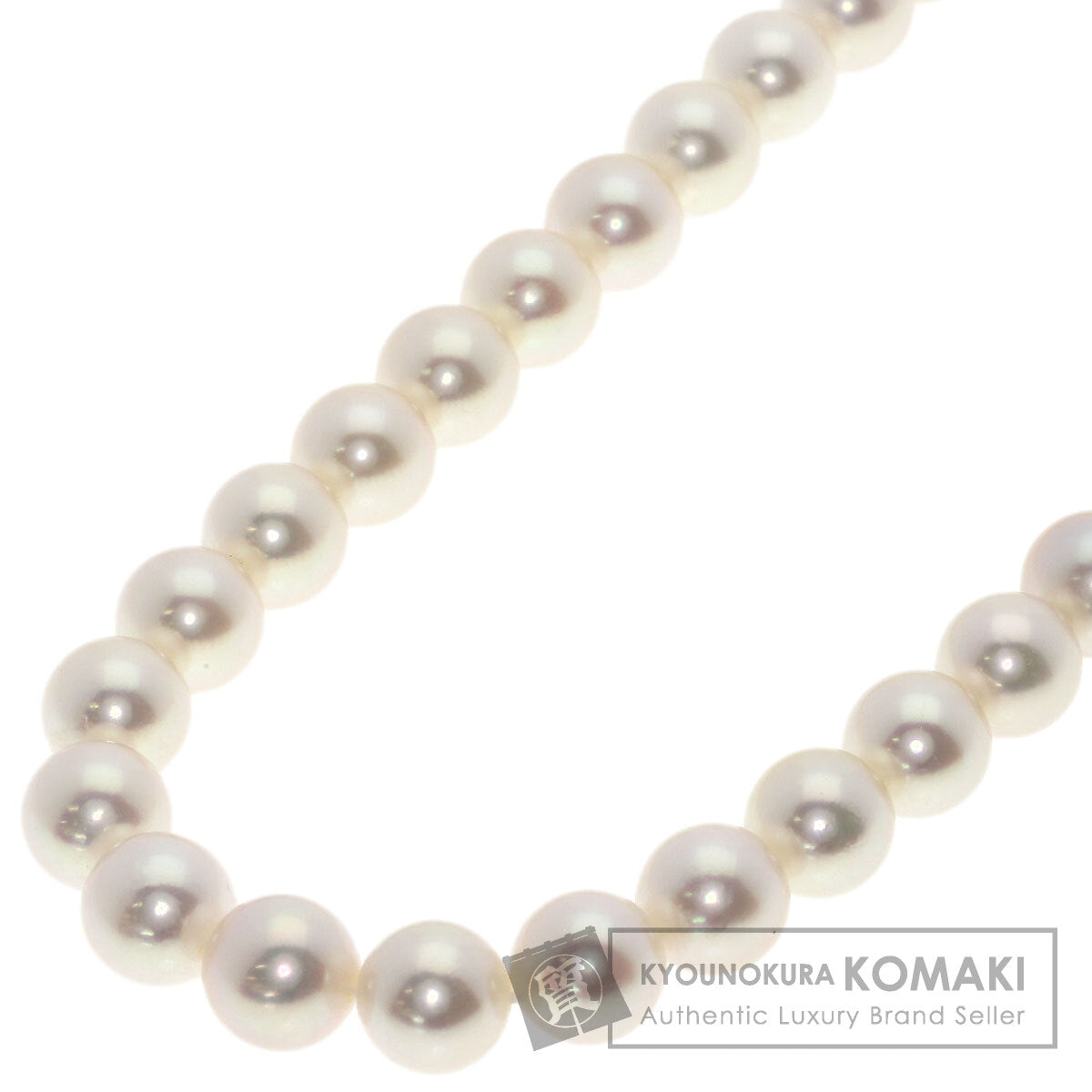 MIKIMOTO Akoya Pearl with M charm Necklace K18 White Gold Ladies [Used]