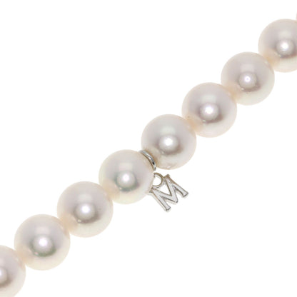 MIKIMOTO Akoya Pearl with M charm Necklace K18 White Gold Ladies [Used]