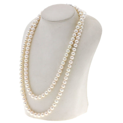 MIKIMOTO Akoya Pearl with M charm Necklace K18 White Gold Ladies [Used]