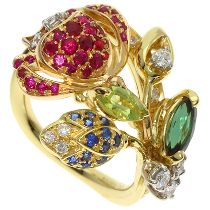 Damiani Flower Multi-Stone Diamond Ring K18 Yellow Gold Ladies [Used]