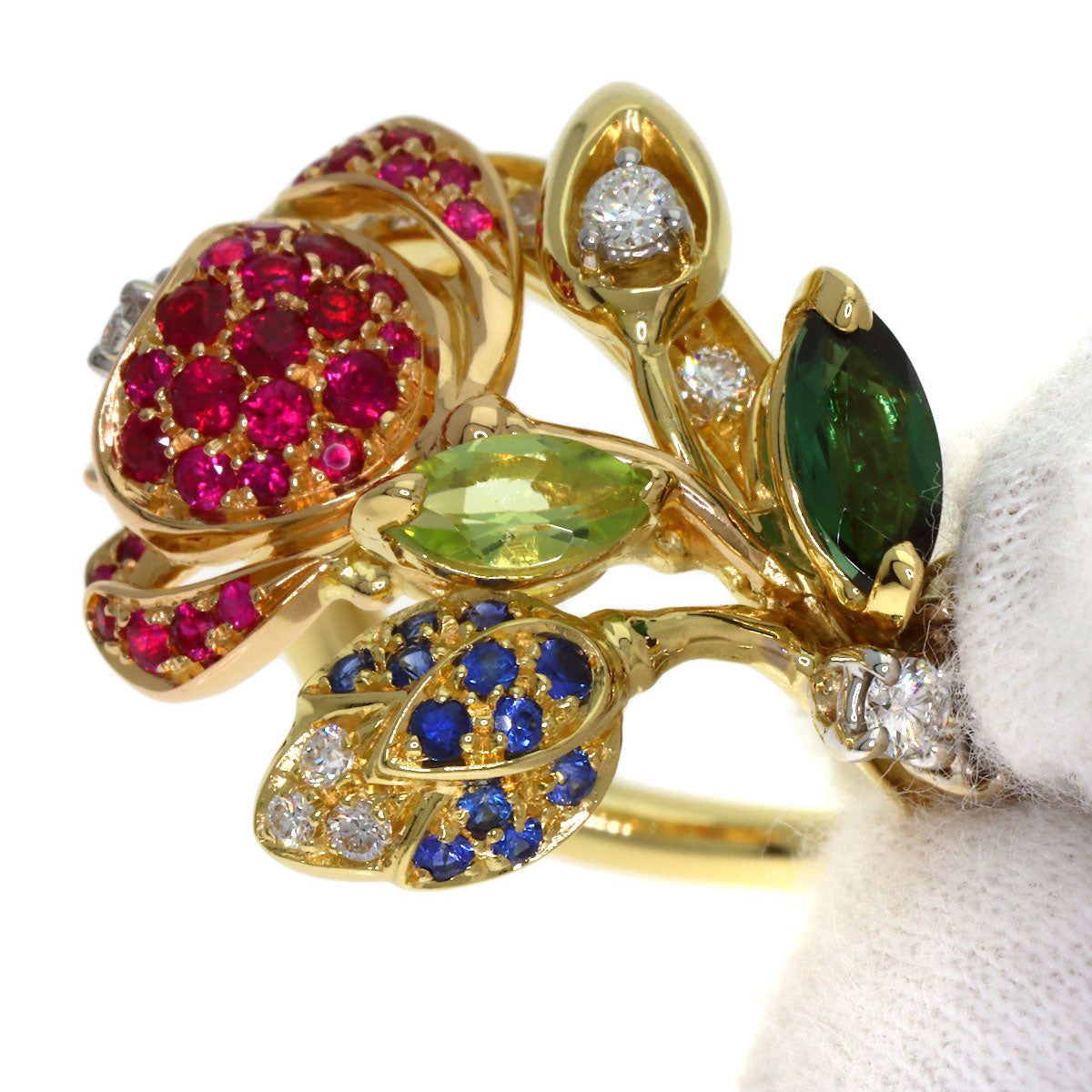 Damiani Flower Multi-Stone Diamond Ring K18 Yellow Gold Ladies [Used]