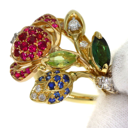 Damiani Flower Multi-Stone Diamond Ring K18 Yellow Gold Ladies [Used]