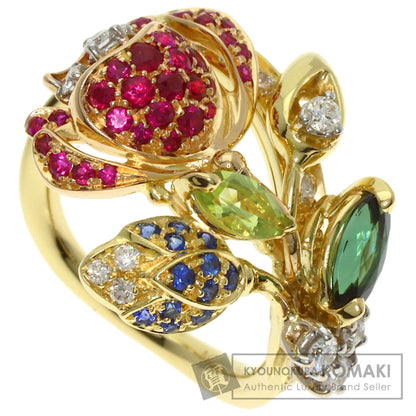 Damiani Flower Multi-Stone Diamond Ring K18 Yellow Gold Ladies [Used]