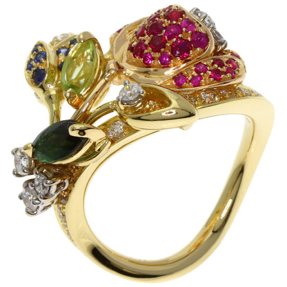 Damiani Flower Multi-Stone Diamond Ring K18 Yellow Gold Ladies [Used]