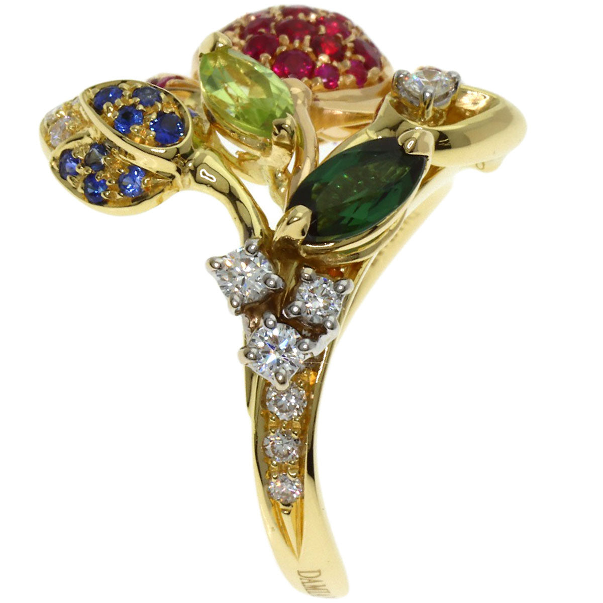 Damiani Flower Multi-Stone Diamond Ring K18 Yellow Gold Ladies [Used]