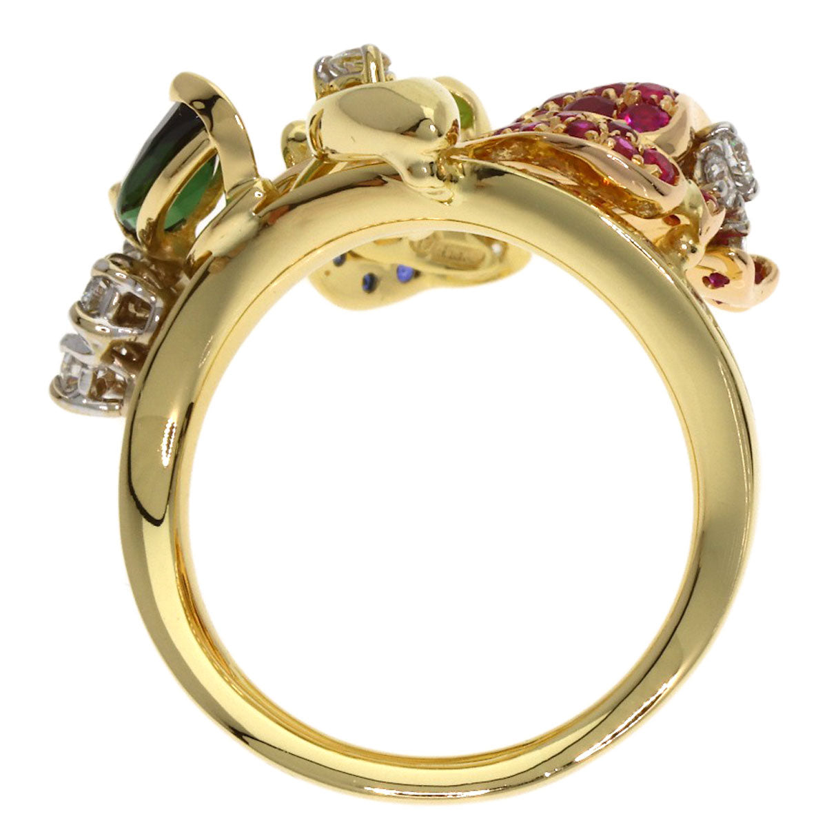 Damiani Flower Multi-Stone Diamond Ring K18 Yellow Gold Ladies [Used]