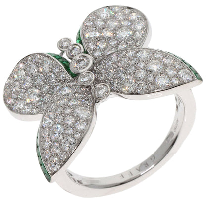 GRAFF Princess Butterfly Diamond Emerald Ring K18 White Gold Ladies [Used]