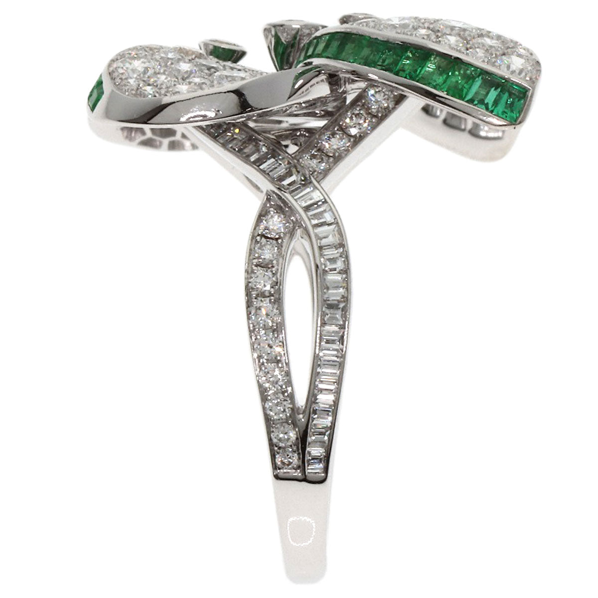GRAFF Princess Butterfly Diamond Emerald Ring K18 White Gold Ladies [Used]