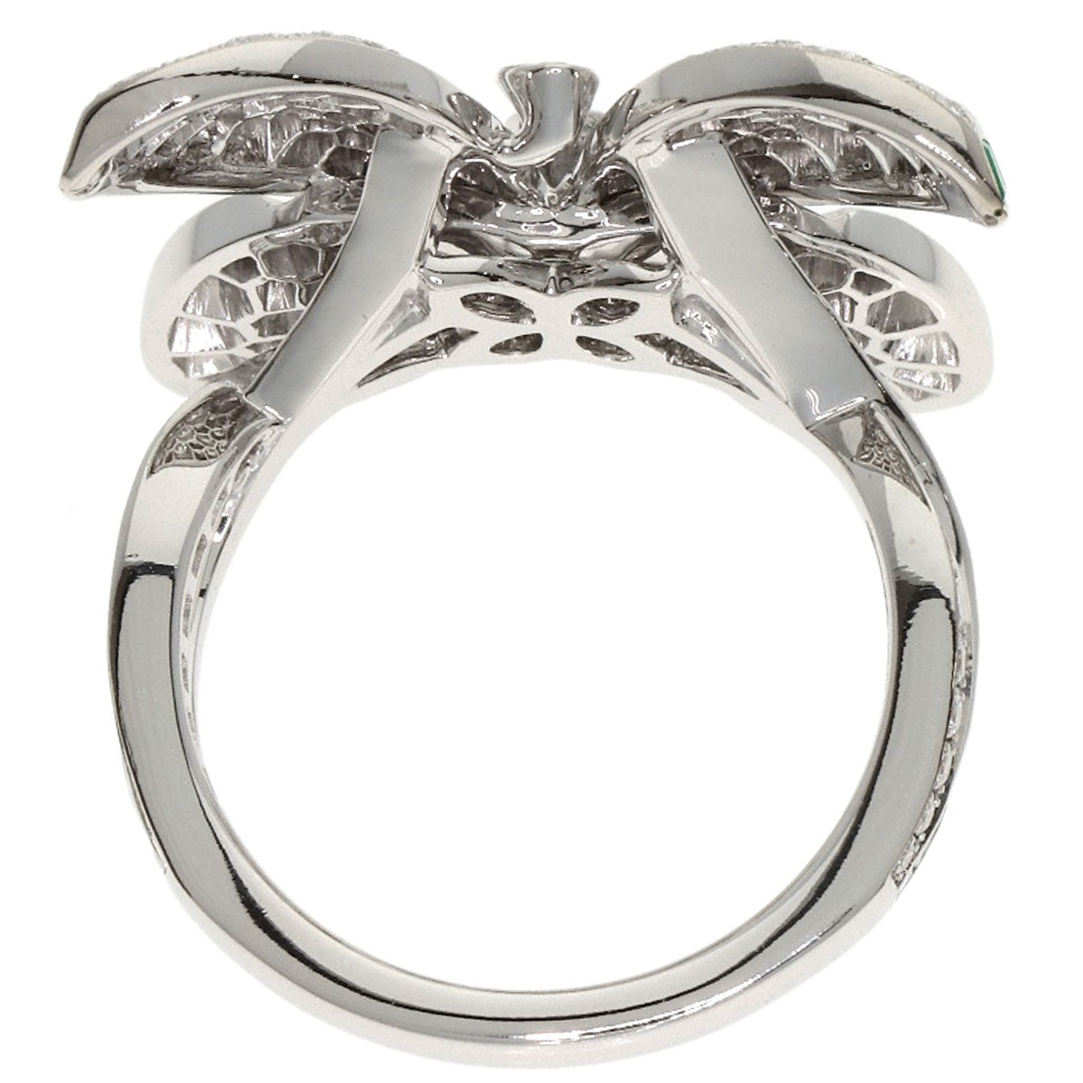 GRAFF Princess Butterfly Diamond Emerald Ring K18 White Gold Ladies [Used]