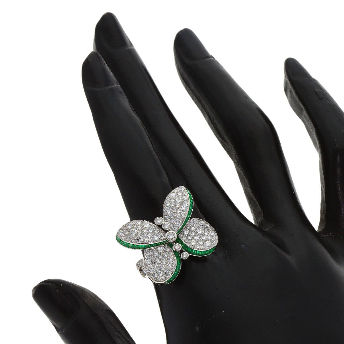 GRAFF Princess Butterfly Diamond Emerald Ring K18 White Gold Ladies [Used]